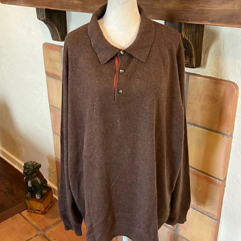 Kinross Chocolate Men's Collared Sweater